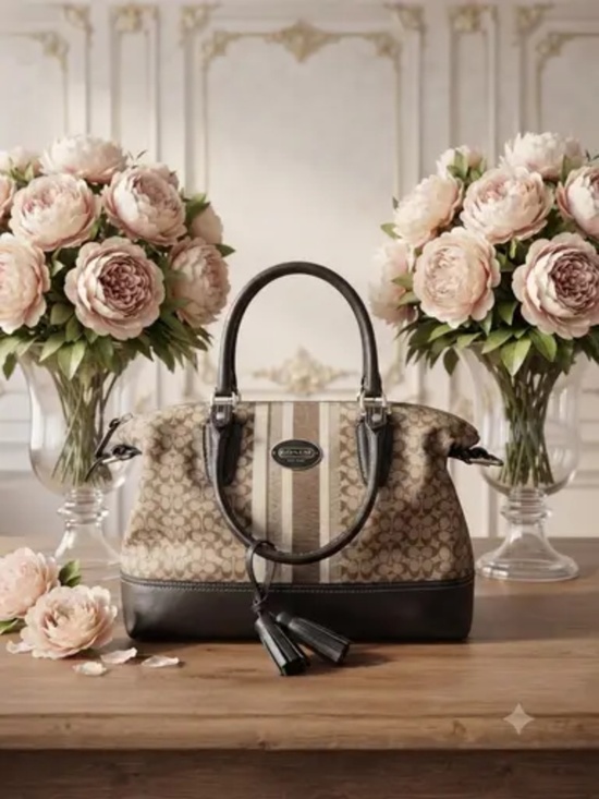 Handbags - Coach Signature Stripe East/West Satchel bag